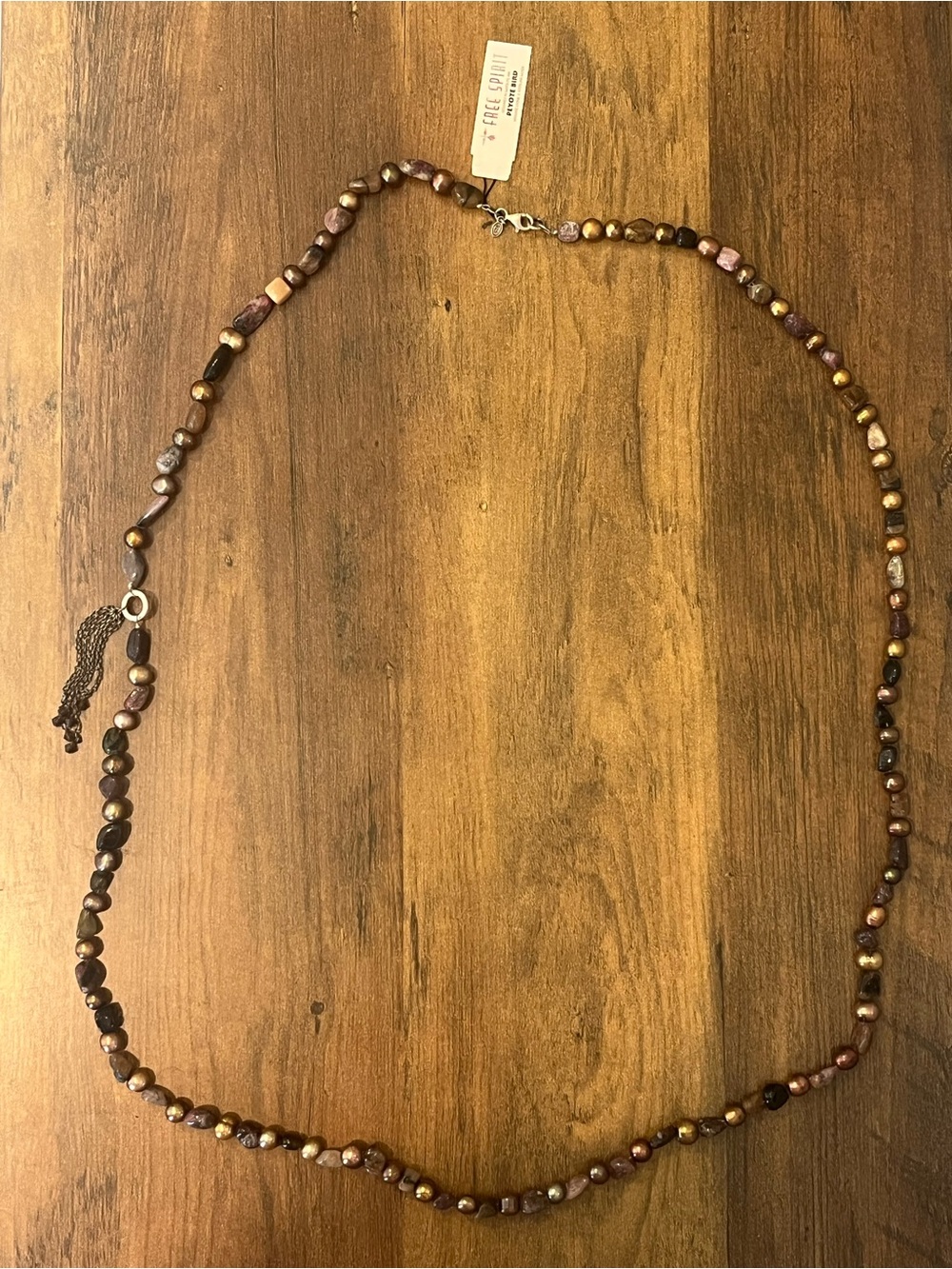 Peyote Bird Free Spirit 42" Pearl Stone Sterling Silver Necklace NWT